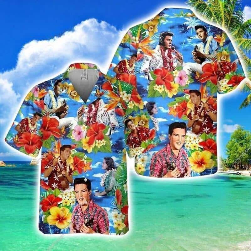 Elvis Presley Hawaiian Shirt Tropical Flower Pattern Trendy Summer Gift Elvis Presley Hawaiian Shirt Tropical Flower Pattern Trendy Summer Gift
