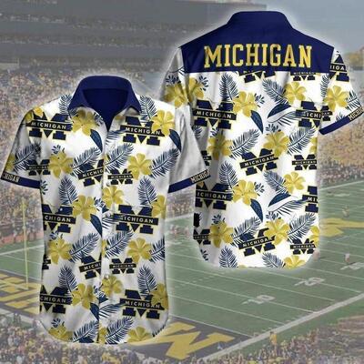 NCAA Michigan Wolverines Hawaiian Shirt Tropical Flower Pattern All Over Print NCAA Michigan Wolverines Hawaiian Shirt Tropical Flower Pattern All Over Print