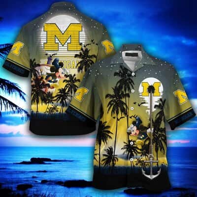 Disney Mickey Mouse NCAA Michigan Wolverines Hawaiian Shirt Disney Mickey Mouse NCAA Michigan Wolverines Hawaiian Shirt