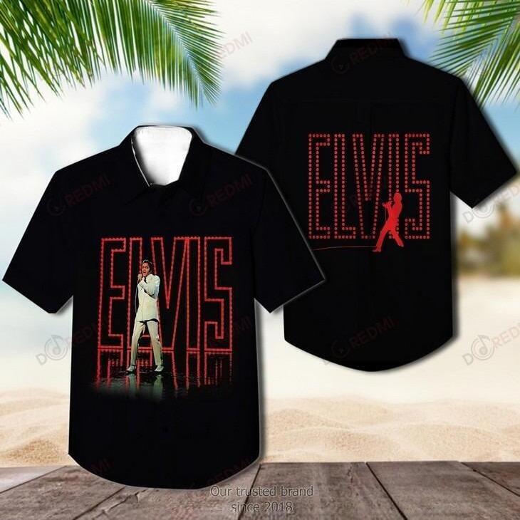 Black Elvis Presley Hawaiian Shirt Gift For Rock And Roll Lovers