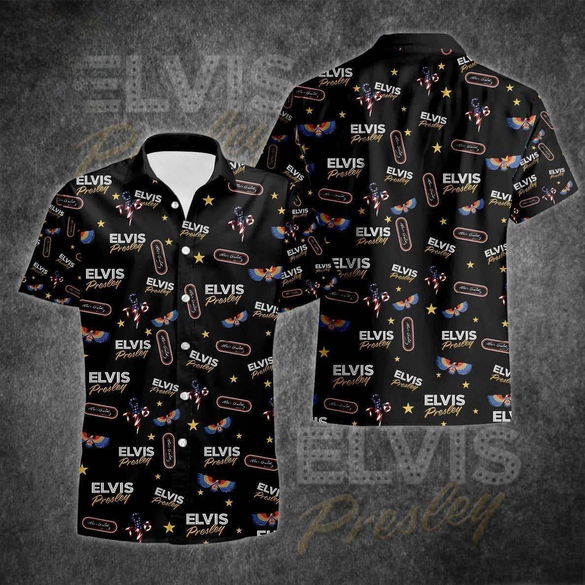 Black Aloha Elvis Presley Hawaiian Shirt Trendy Summer Gift