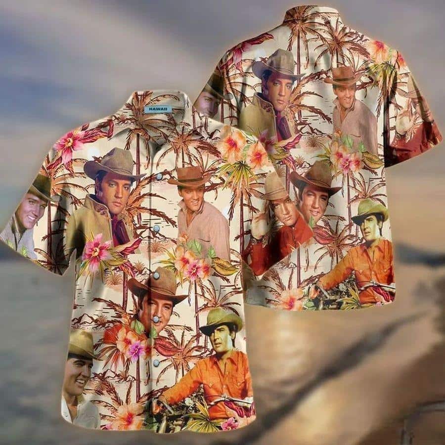 Elvis Presley Cowboy Hawaiian Shirt Beach Gift For Rock And Roll Lovers