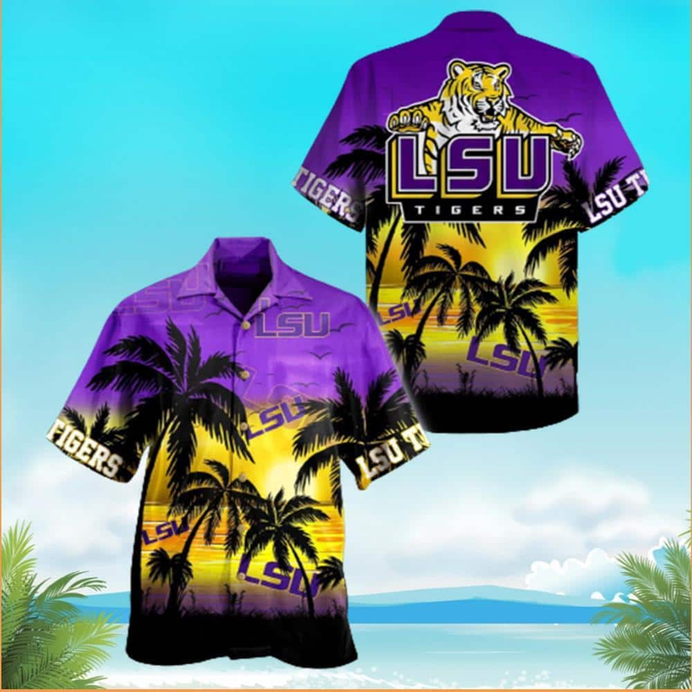 LSU Tigers Hawaiian Shirt Tropical Palm Tree Trendy Summer Gift