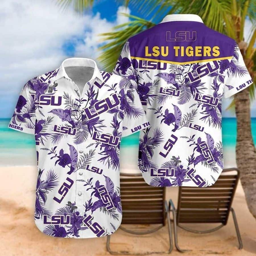 LSU Tigers Hawaiian Shirt Tropical Flower Pattern Beach Gift For Sports Lovers