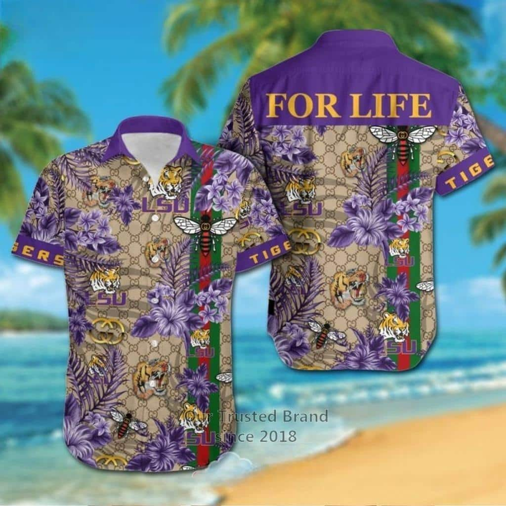 LSU Tigers Hawaiian Shirt Gucci Parody Birthday Gift For Beach Lovers