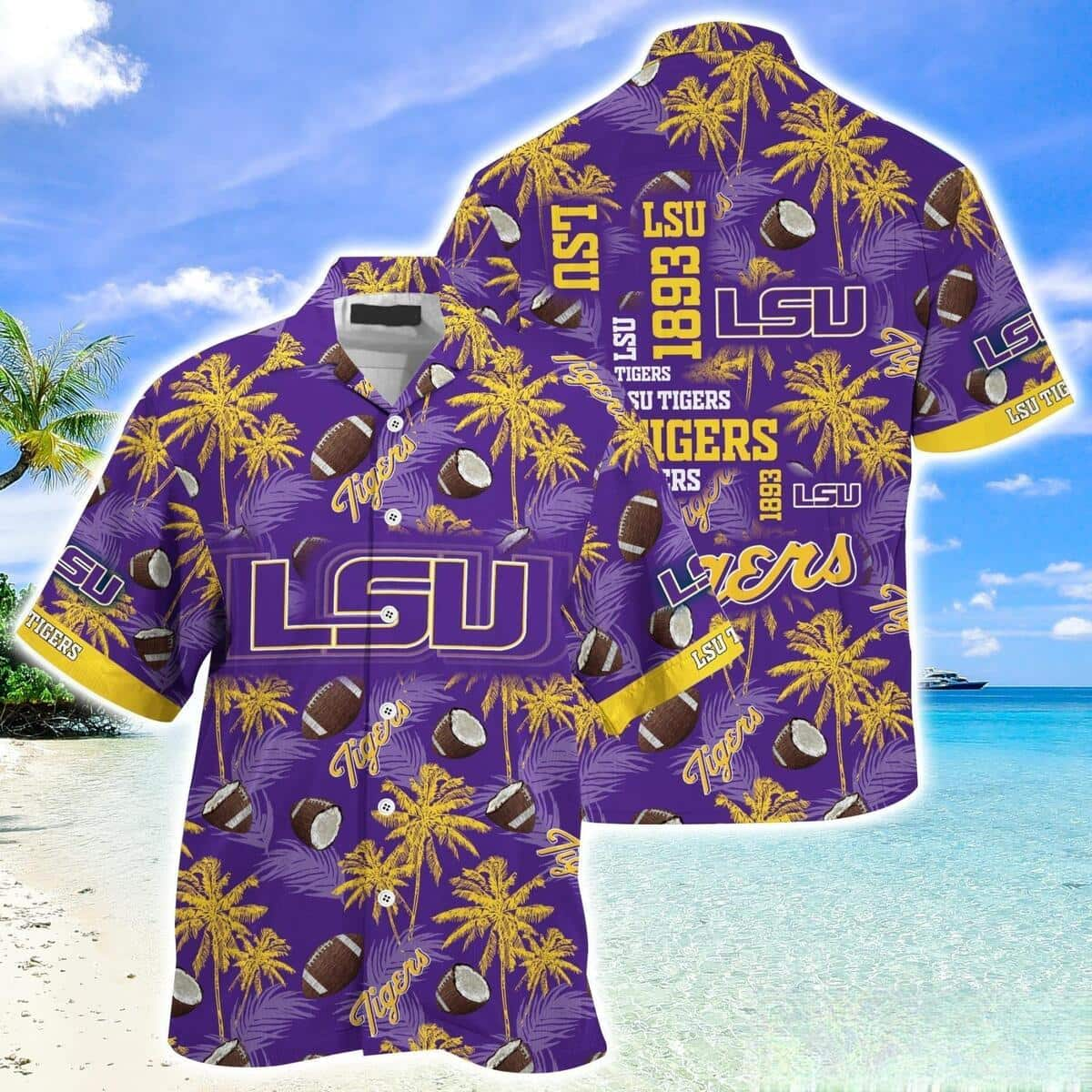 LSU Tigers Hawaiian Shirt Coconut Pattern Practical Beach Gift