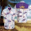 LSU Tigers Hawaiian Shirt Palm Leaves Pattern Beach Summer Beach Gift LSU Tigers Hawaiian Shirt Palm Leaves Pattern Beach Summer Beach Gift