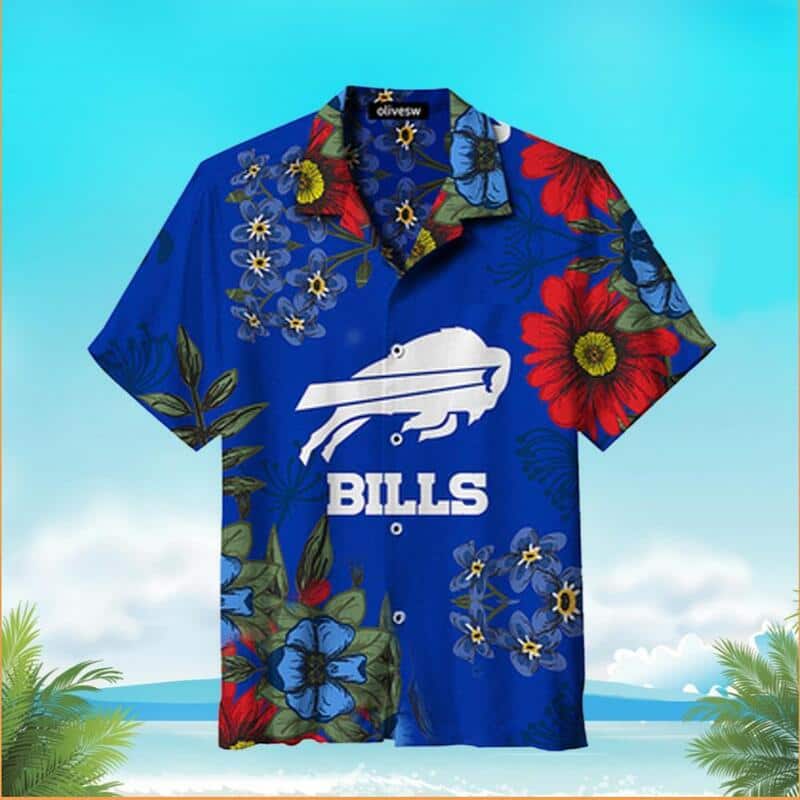 Buffalo Bills Hawaiian Shirt Tropical Flower Pattern Beach Gift For Him Buffalo Bills Hawaiian Shirt Tropical Flower Pattern Beach Gift For Him