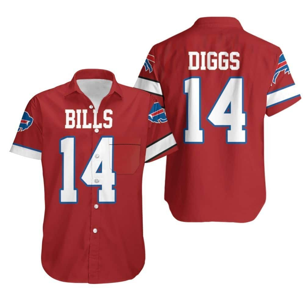 Red Aloha Diggs 14 Buffalo Bills Hawaiian Shirt For Football Fans