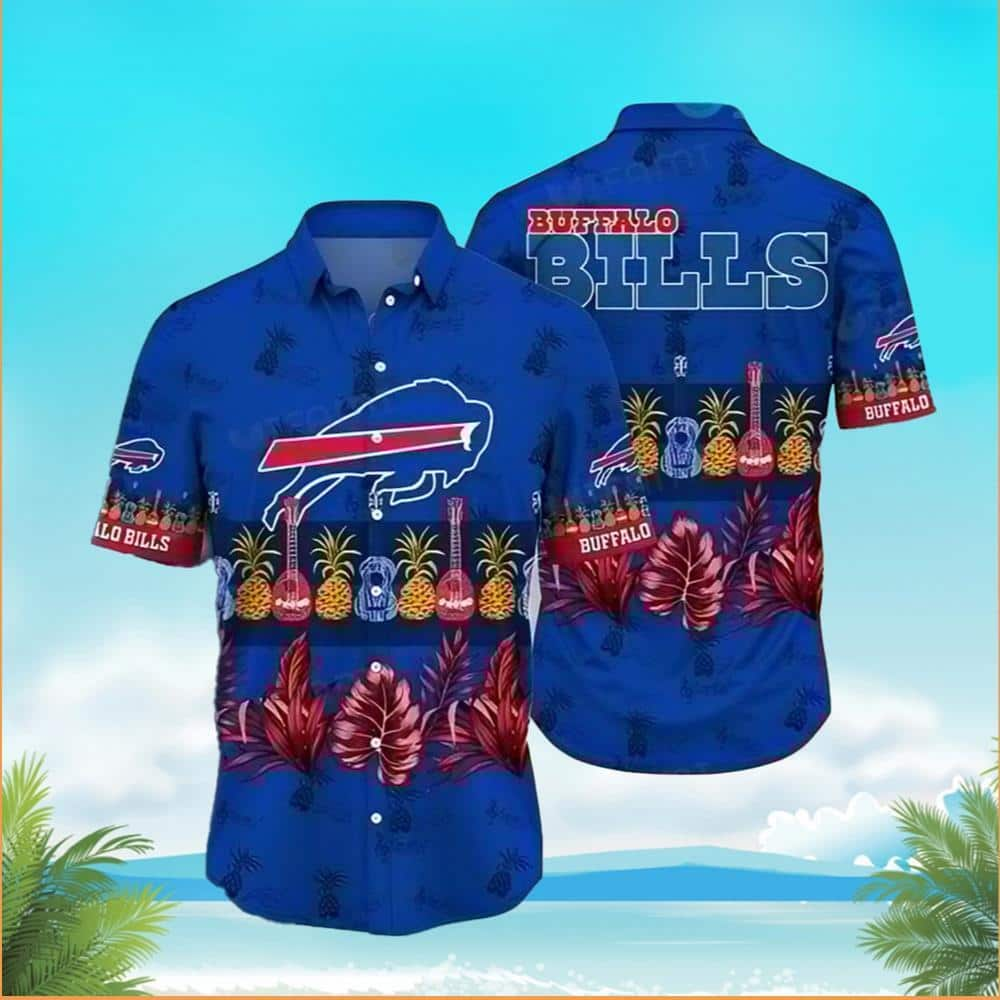 NFL Buffalo Bills Hawaiian Shirt Tropical Palm Leaves Pineapple Guitar