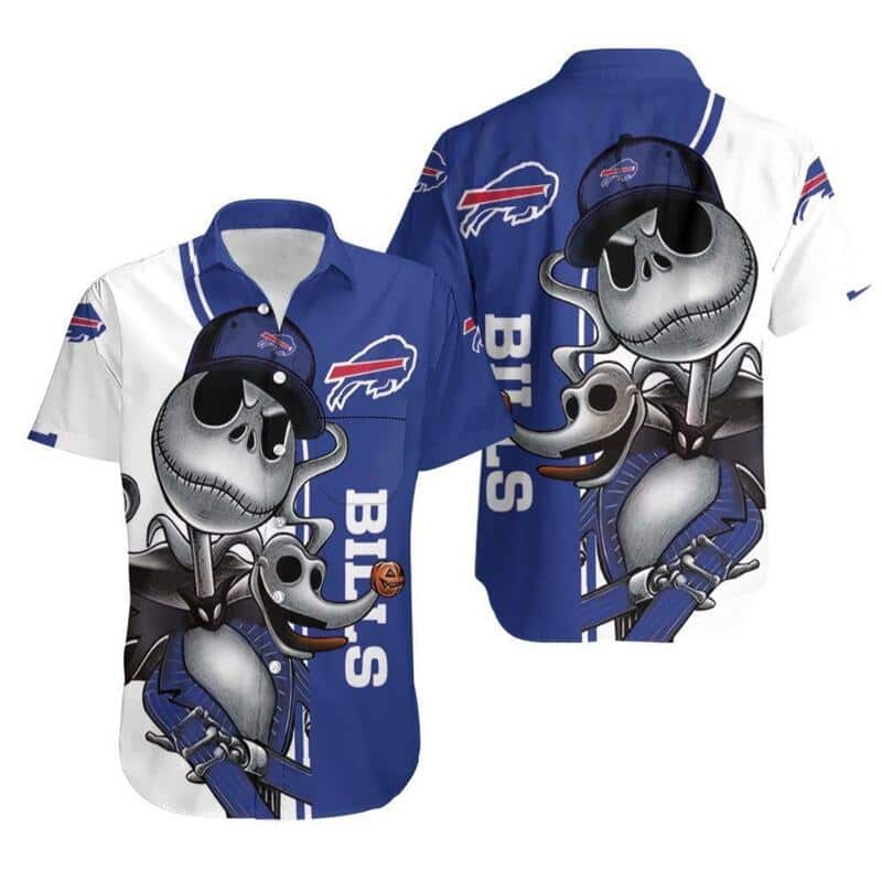 Jack Skellington And Zero NFL Buffalo Bills Hawaiian Shirt Best Beach Gift Jack Skellington And Zero NFL Buffalo Bills Hawaiian Shirt Best Beach Gift