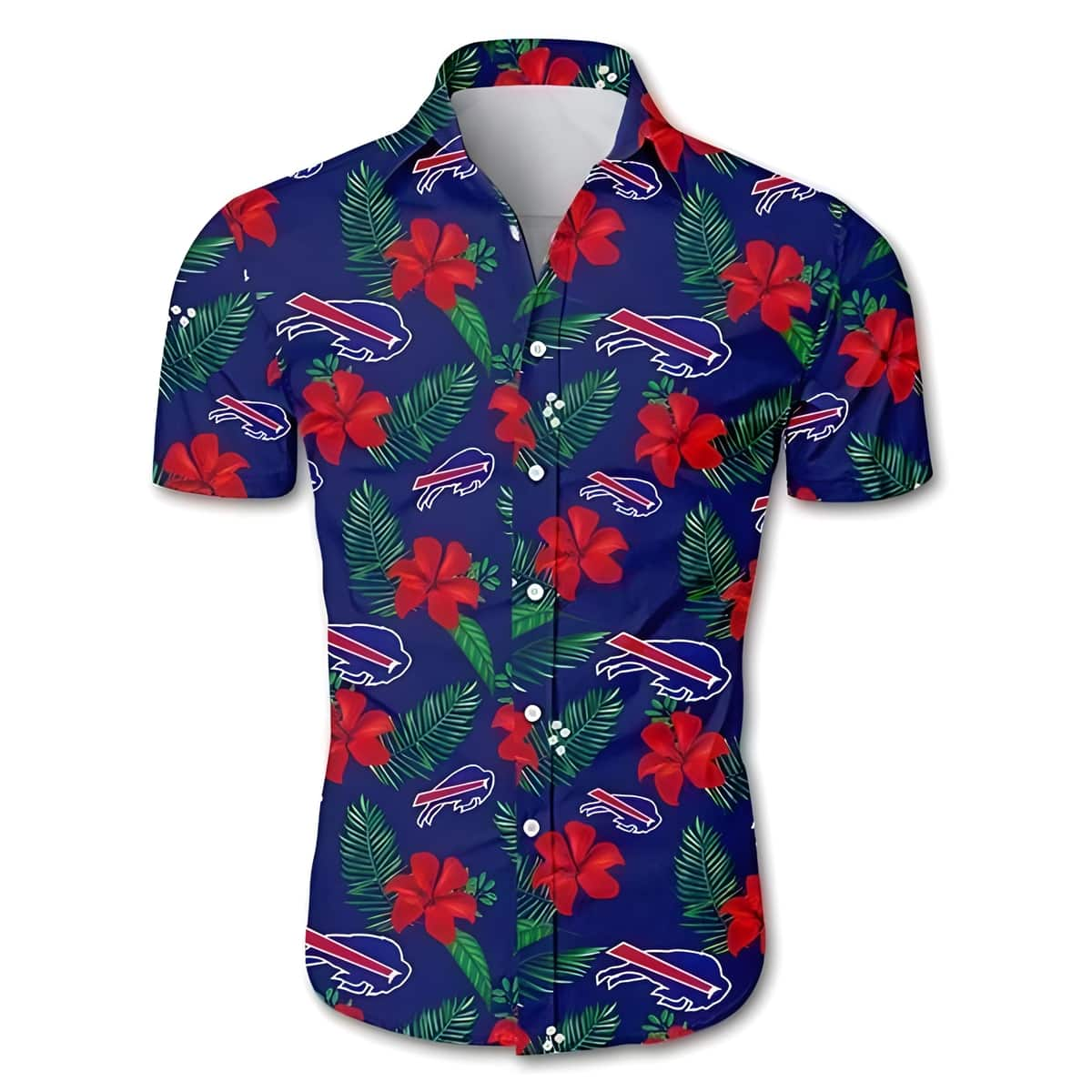 Buffalo Bills Hawaiian Shirt Red Hibiscus Pattern Summer Beach Gift