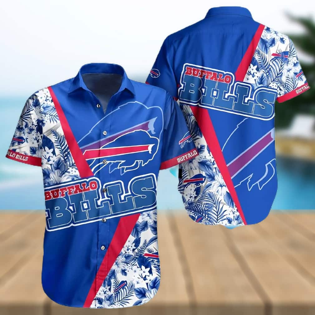 Buffalo Bills Hawaiian Shirt Blue Tropical Flowers Beach Gift For Him Buffalo Bills Hawaiian Shirt Blue Tropical Flowers Beach Gift For Him