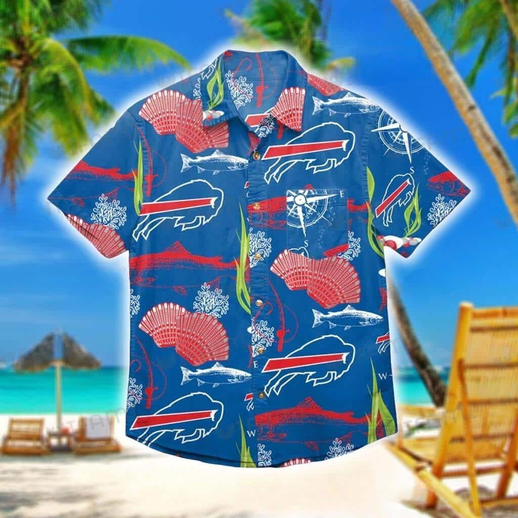 NFL Buffalo Bills Hawaiian Shirt Scallops Coral Fish Pattern