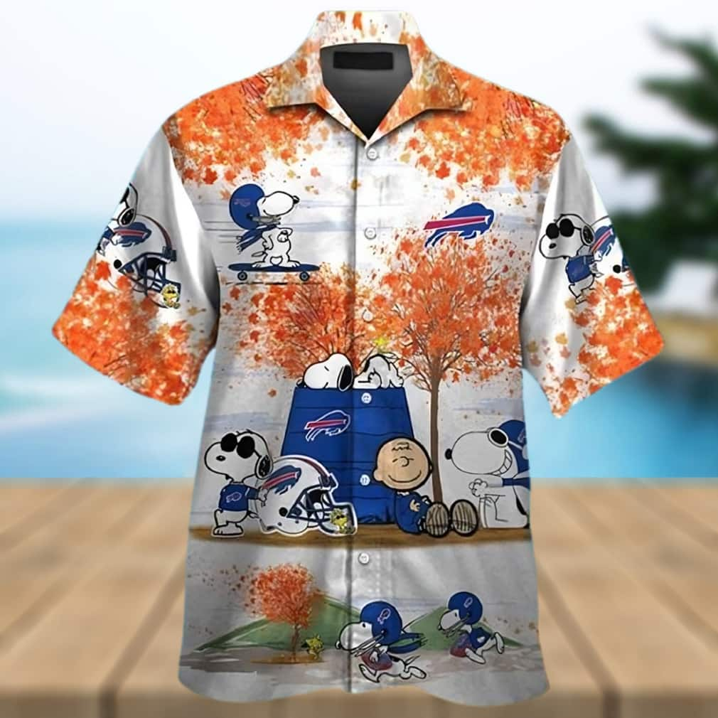 Cool Snoopy Charlie Brown Autumn Tree Buffalo Bills Hawaiian Shirt