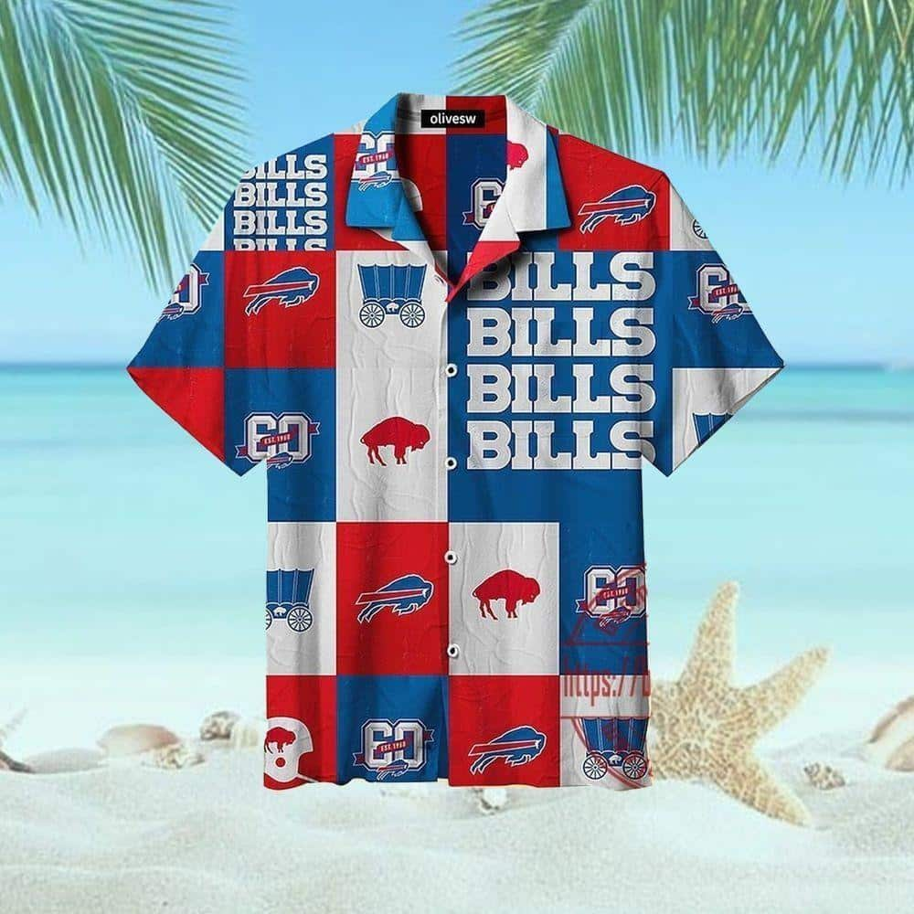 NFL Buffalo Bills Hawaiian Shirt Football Logo Collection Plaid Pattern