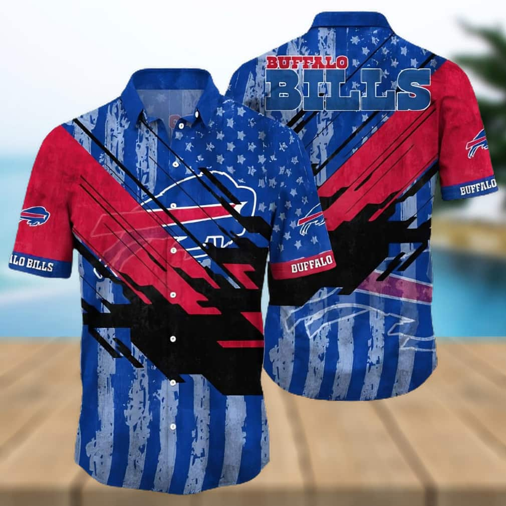 Buffalo Bills Hawaiian Shirt American Flag Beach Gift For Sports Enthusiast