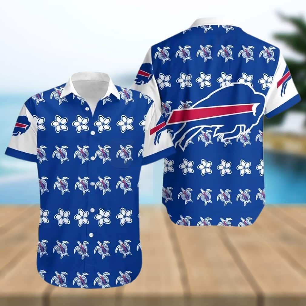 Buffalo Bills Hawaiian Shirt Flowers And Turtles Pattern Summer Beach Gift