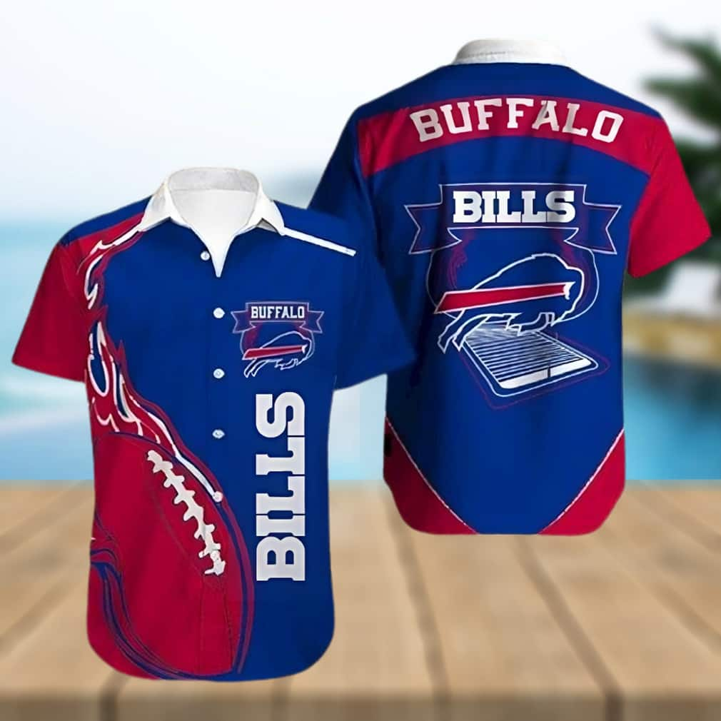 Buffalo Bills Hawaiian Shirt Red Blue Fire Rugby All Over Print