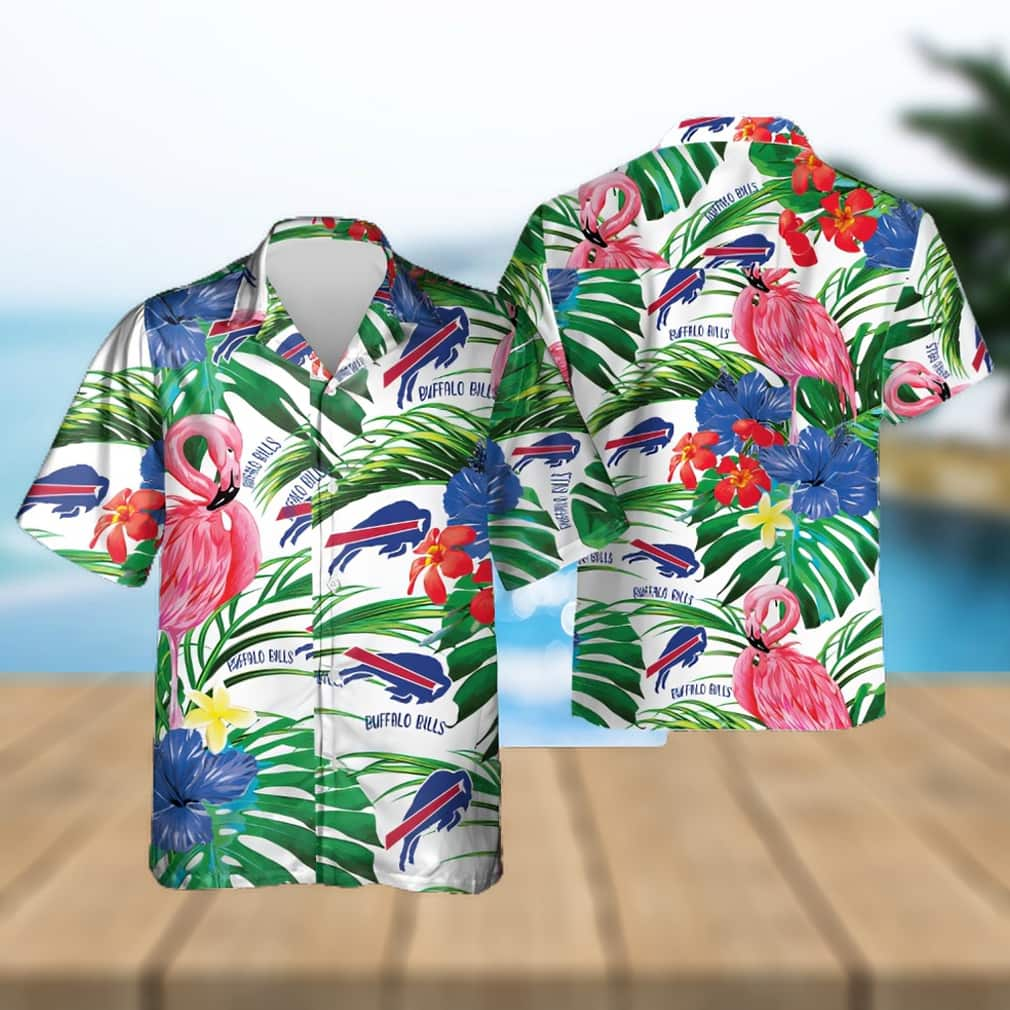 Buffalo Bills Hawaiian Shirt Flamingos Tropical Leaves All Over Print