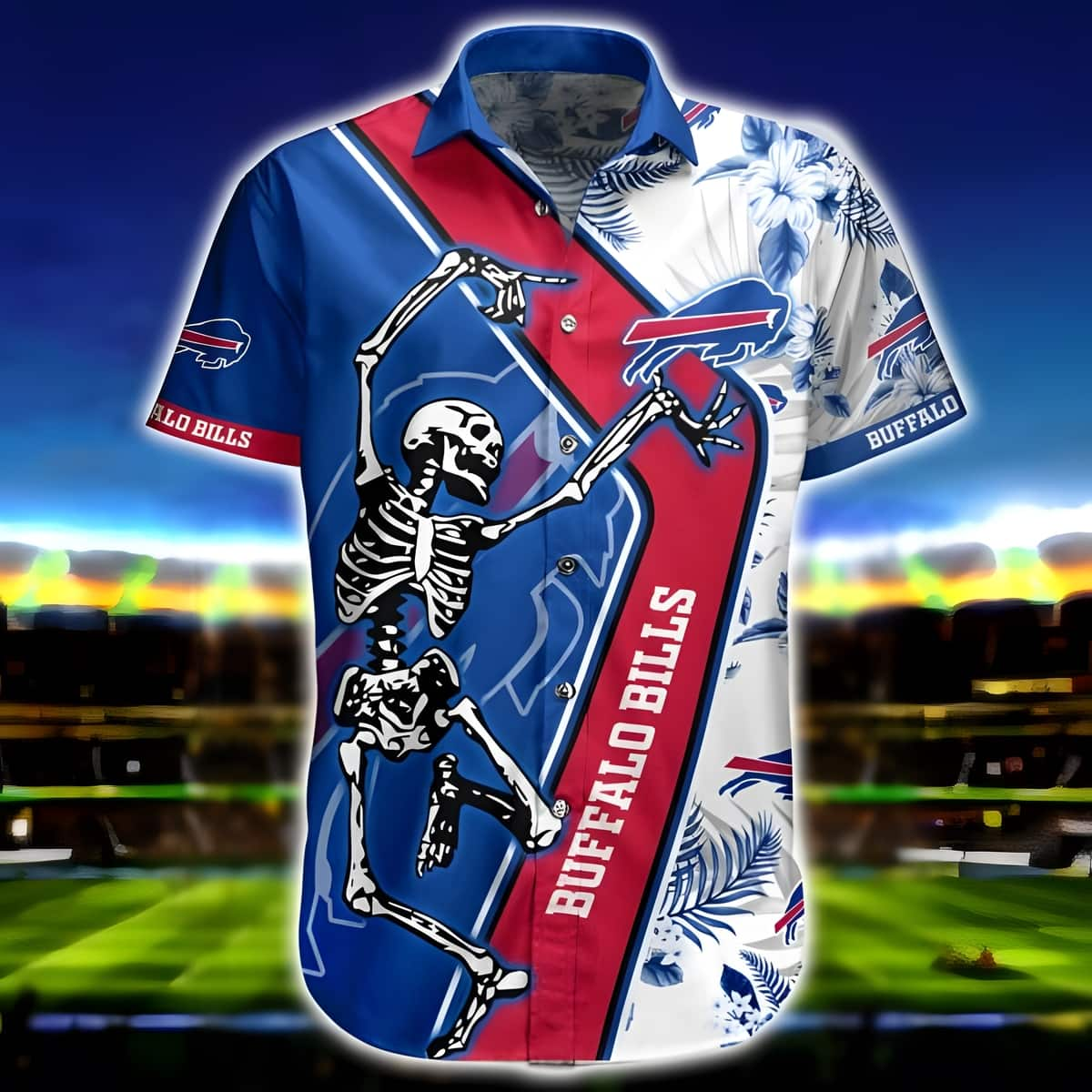 NFL Buffalo Bills Hawaiian Shirt Skeleton Beach Gift For Friend