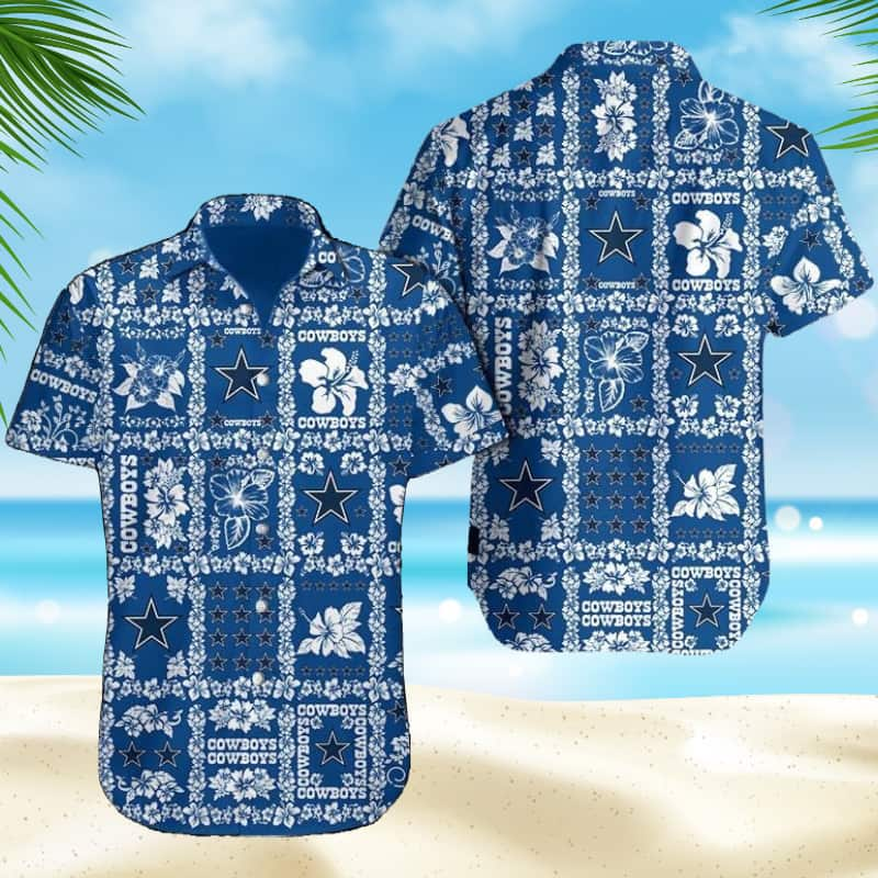 NFL Dallas Cowboys Hawaiian Shirt Hibiscus Flowers Pattern