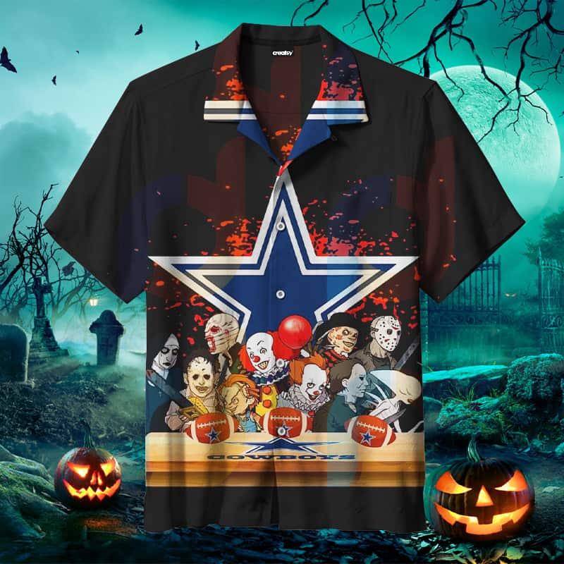 Horror Halloween Characters NFL Dallas Cowboys Hawaiian Shirt