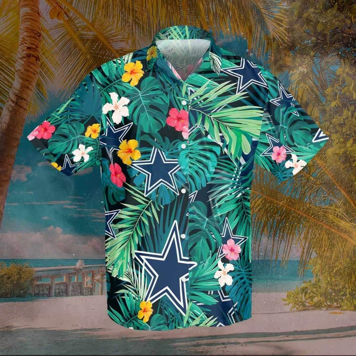 Dallas Cowboys Hawaiian Shirt Tropical Palm Leaves All Over Print