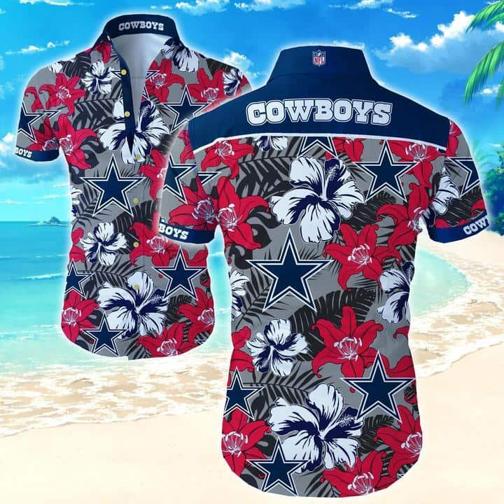 Dallas Cowboys Hawaiian Shirt Tropical Flower Pattern Beach Gift