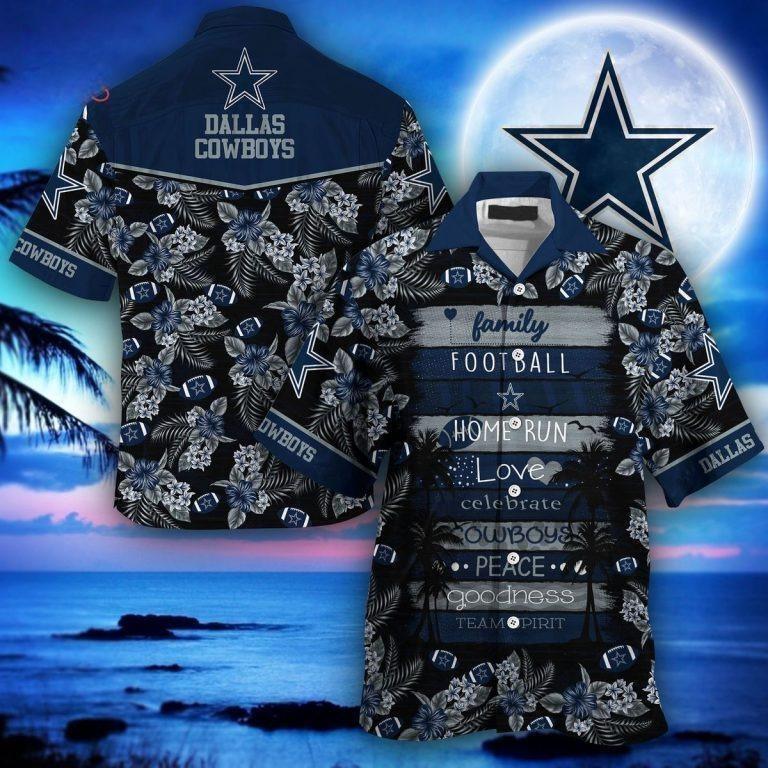 NFL Dallas Cowboys Hawaiian Shirt Tropical Flower Pattern Family Football