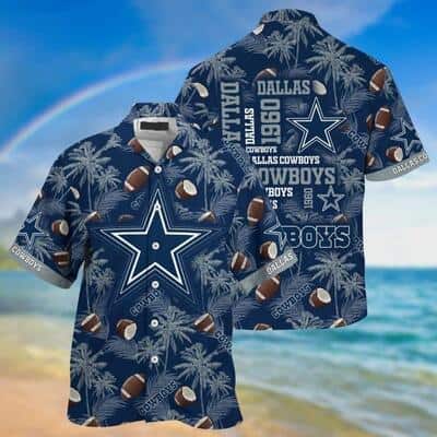 NFL Dallas Cowboys Hawaiian Shirt Coconut Tree Pattern All Over Print NFL Dallas Cowboys Hawaiian Shirt Coconut Tree Pattern All Over Print