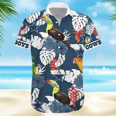 NFL Dallas Cowboys Hawaiian Shirt Parrot Tropical Leaf Pattern