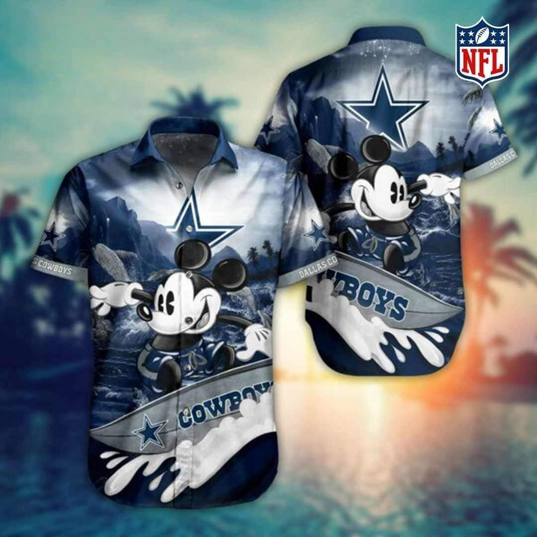 Disney Mickey Mouse NFL Dallas Cowboys Hawaiian Shirt