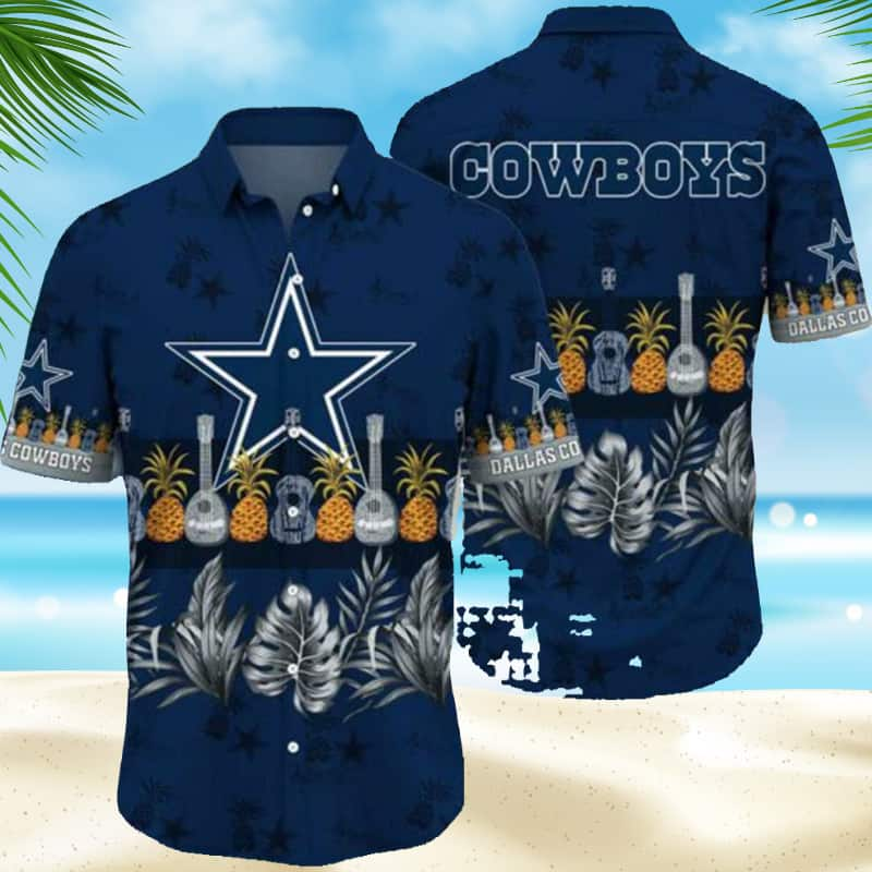 NFL Dallas Cowboys Hawaiian Shirt Pineapple Guitar Tropical Leaf Pattern