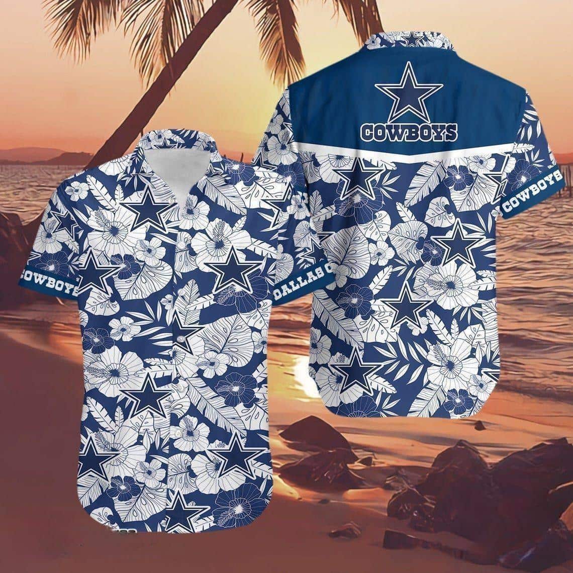 Dallas Cowboys Hawaiian Shirt Tropical Pattern Beach Gift For Friend Dallas Cowboys Hawaiian Shirt Tropical Pattern Beach Gift For Friend