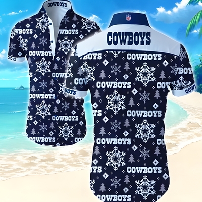 NFL Dallas Cowboys Hawaiian Shirt Snowflakes Christmas Gift For Beach Lovers