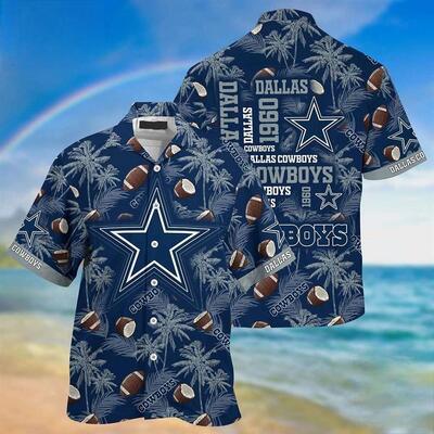 Dallas Cowboys Hawaiian Shirt Coconut Tree Pattern All Over Print Dallas Cowboys Hawaiian Shirt Coconut Tree Pattern All Over Print