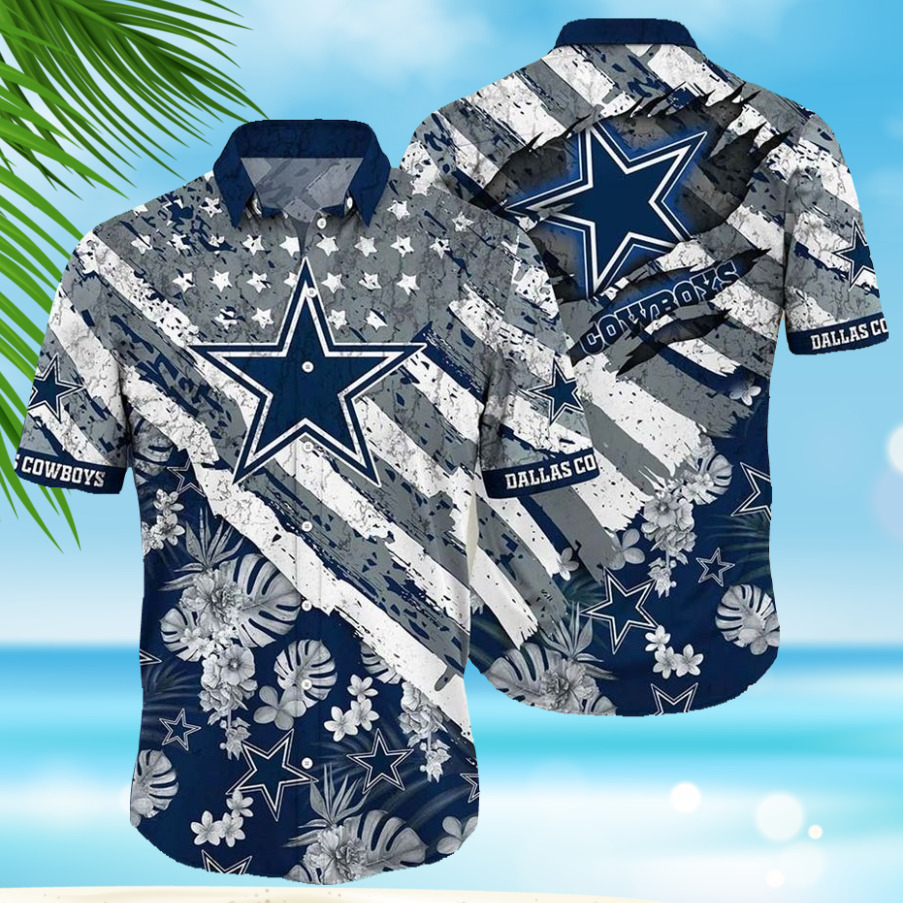 NFL Dallas Cowboys Hawaiian Shirt American Flag Football Gift