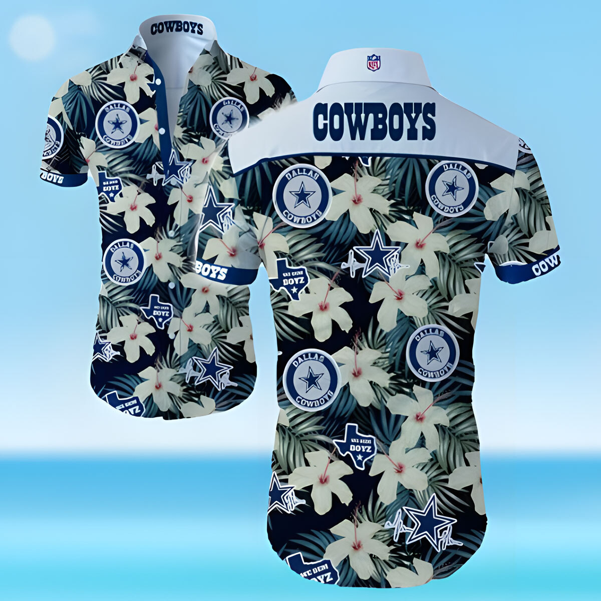 Dallas Cowboys Hawaiian Shirt Hibiscus Flowers Pattern Best Beach Gift