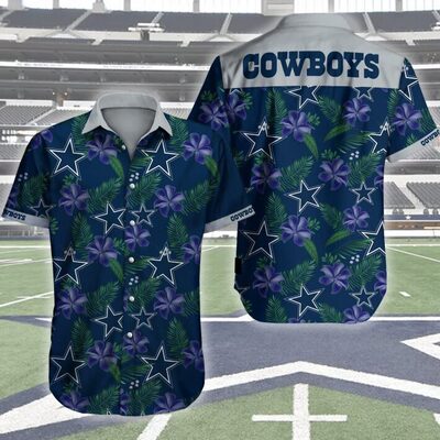 NFL Dallas Cowboys Hawaiian Shirt Tropical Flower Pattern NFL Dallas Cowboys Hawaiian Shirt Tropical Flower Pattern