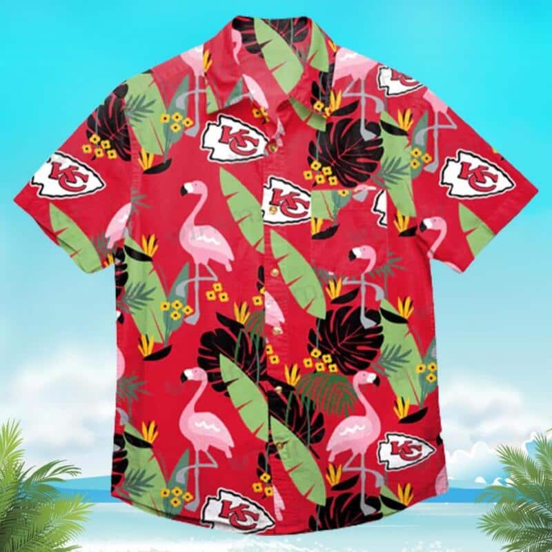 Kansas City Chiefs Hawaiian Shirt Flamingo Banana Leaf Practical Beach Gift Kansas City Chiefs Hawaiian Shirt Flamingo Banana Leaf Practical Beach Gift