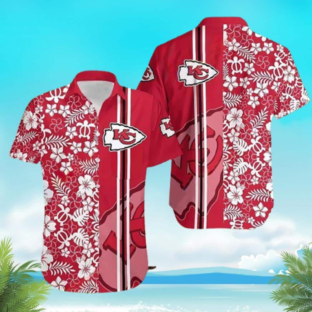 Kansas City Chiefs Hawaiian Shirt Turtle And Flower Pattern Practical Beach Gift