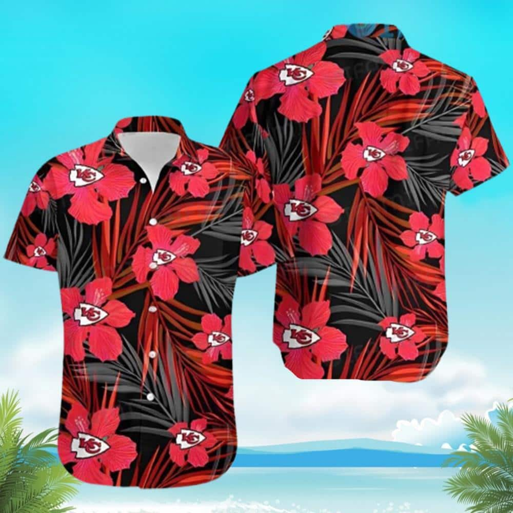 Kansas City Chiefs Hawaiian Shirt Red Hibiscus Flowers Pattern All Over Print