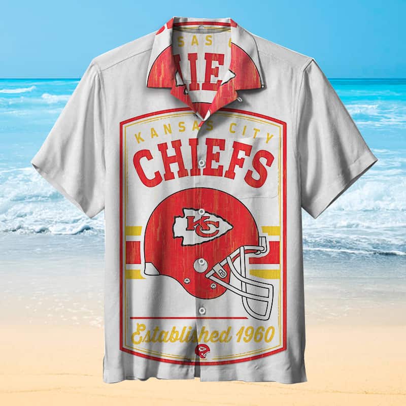Kansas City Chiefs Established 1960 Hawaiian Shirt Beach Gift For Friend Kansas City Chiefs Established 1960 Hawaiian Shirt Beach Gift For Friend