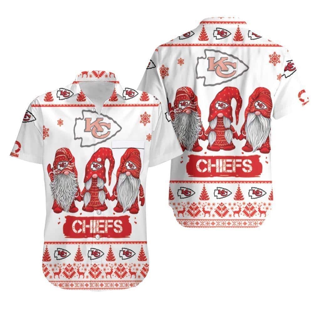 Gnomes Christmas Pattern With Kansas City Chiefs Hawaiian Shirt Gnomes Christmas Pattern With Kansas City Chiefs Hawaiian Shirt