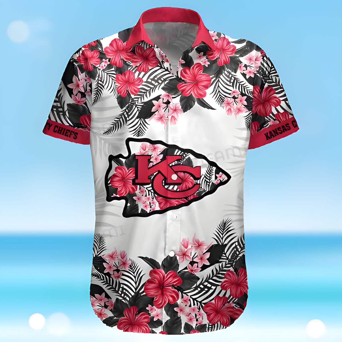NFL Kansas City Chiefs Hawaiian Shirt Hibiscus Flowers Pattern NFL Kansas City Chiefs Hawaiian Shirt Hibiscus Flowers Pattern