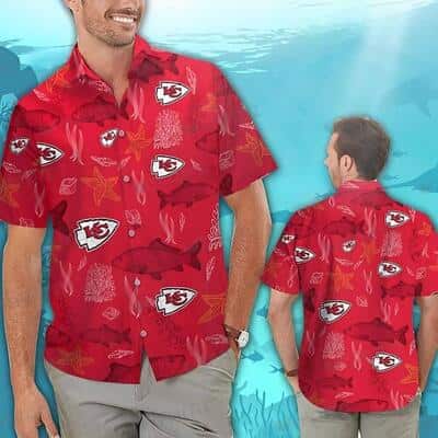 NFL Kansas City Chiefs Hawaiian Shirt Fish Starfish Coral All Over Print