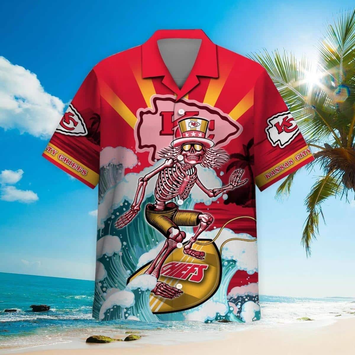 Grateful Dead NFL Kansas City Chiefs Hawaiian Shirt Grateful Dead NFL Kansas City Chiefs Hawaiian Shirt