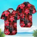 Kansas City Chiefs Hawaiian Shirt Red Hibiscus Flowers On Dark Theme