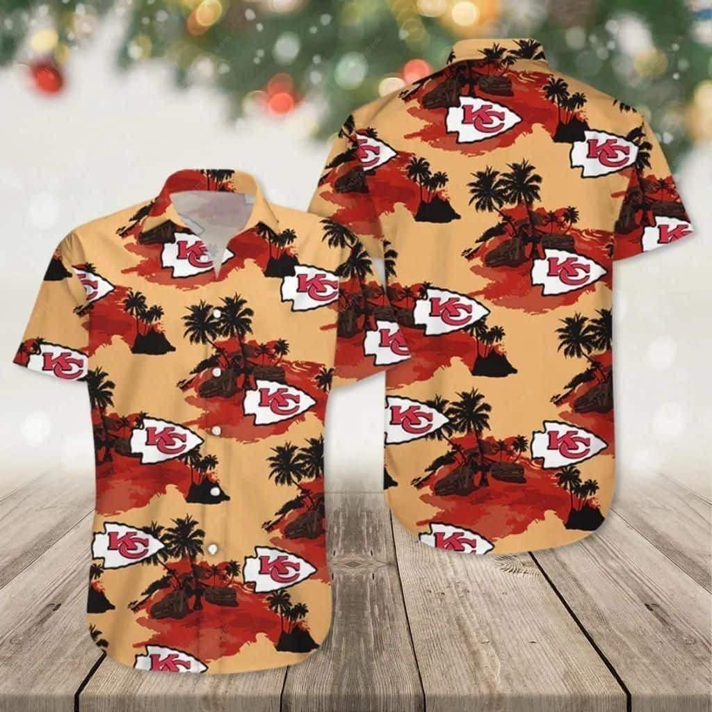 Kansas City Chiefs Hawaiian Shirt Island Pattern Beach Gift For Him Kansas City Chiefs Hawaiian Shirt Island Pattern Beach Gift For Him